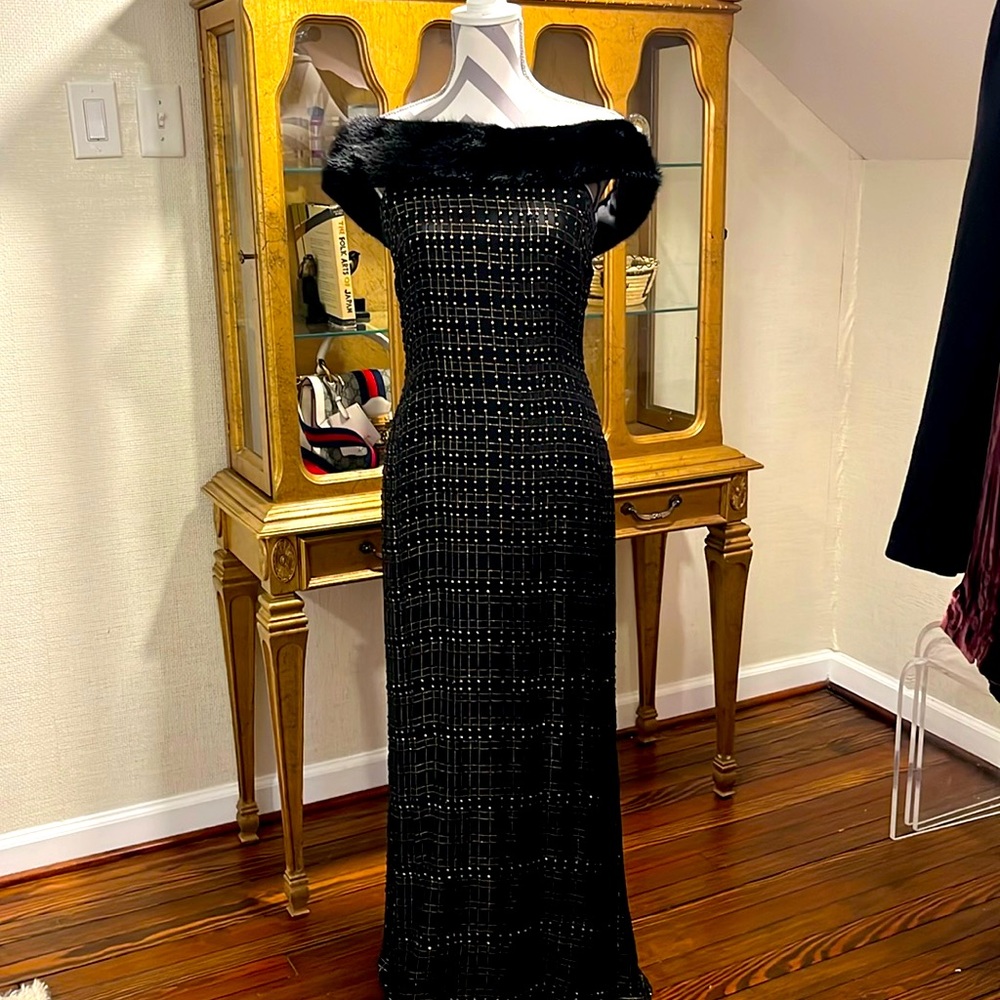 Badgley Mischka , silk, and beaded gown